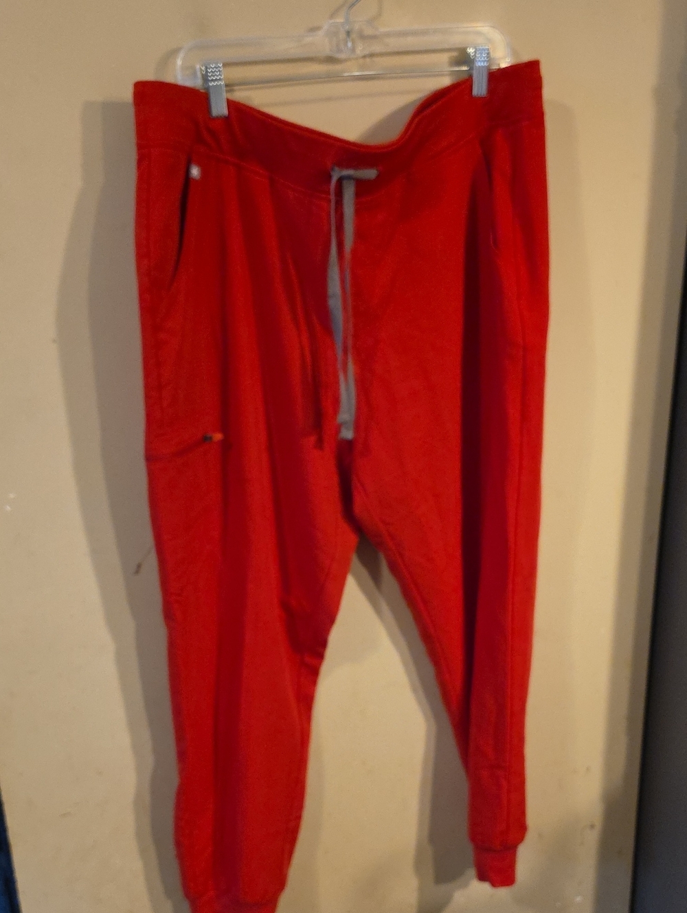Figs Womens Red Jogger Pants with Drawstring Cargo